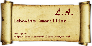 Lebovits Amarillisz névjegykártya